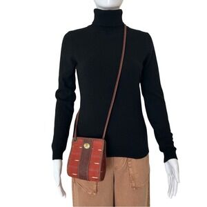 Antigua Leather Kilim Western Aztec Mini Crossbody Bag